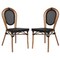 Merrick Lane Mael Set of Two Stacking Thonet Bistro Style Chair with Textilene Seat and Bamboo Finished Metal Frame for Indoor/Outdoor Use